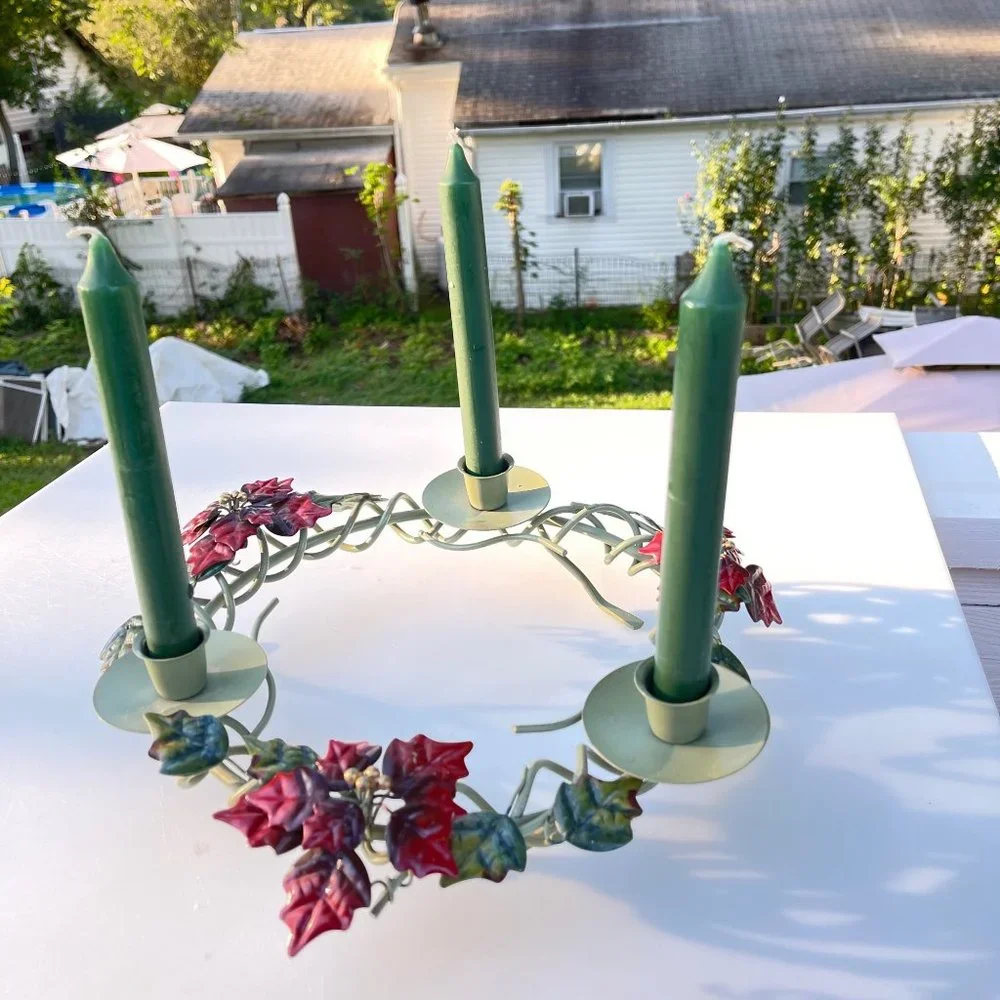 Vintage Metal Candle Holder Holiday Decor‎ 12.5in